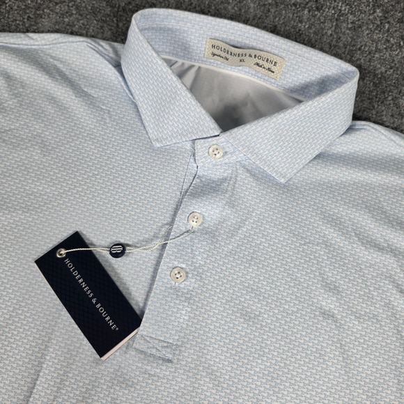 Holderness & Bourne Other - Holderness & Bourne Hanover Polo Shirt Mens XL Vista Blue Micro Print Logo NWT